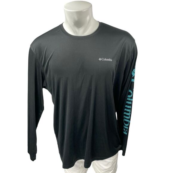 Columbia Omni-Shade Men's Black Logo Crewneck Long Sleeve Tee T-Shirt Top Sz XL - Picture 1 of 3
